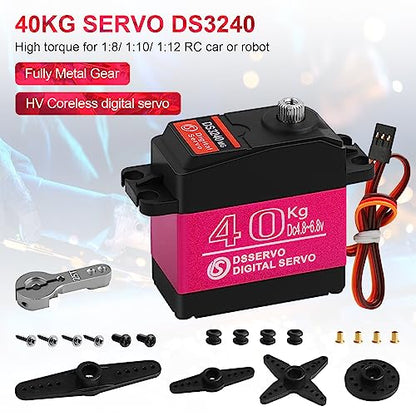 40KG High RC Servo High Torque Servo Motors Digital Servo Waterproof Full Metal Gear Steering Servo with 25T for 1/8 1/10 1/12 RC Car Crawler Robot Control Angle 270° - style: 1PCS 40kg 270°