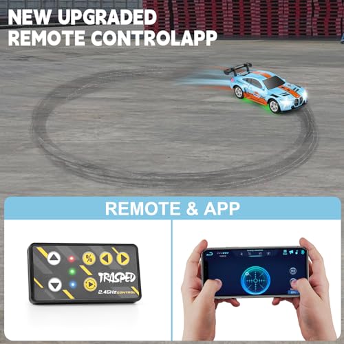 SASBSC Mini RC Toy Cars for Boys Kids Adults, 2.4GHz APP Remote Control Car with Lights and 3 Speed Modes, 1/64 Race Toy Car Rechargeable for Boys Ages 5-7 8-12,Birthday Gifts for Kids - color: Blue