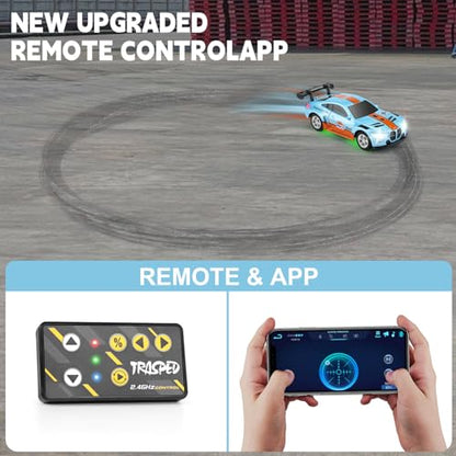 SASBSC Mini RC Toy Cars for Boys Kids Adults, 2.4GHz APP Remote Control Car with Lights and 3 Speed Modes, 1/64 Race Toy Car Rechargeable for Boys Ages 5-7 8-12,Birthday Gifts for Kids - color: Blue