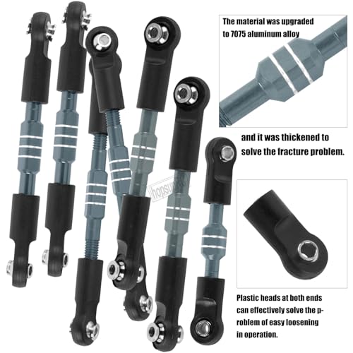 RC Aluminum Front&Rear Link Set Upgrades Part for 1/10 Slash/Rustler/Stampede/Bandit VXL 2WD.Adjustable Turnbuckles Camber Links Toe Link Hops Up,Titanium. - color: Titanium(for 1/10)
