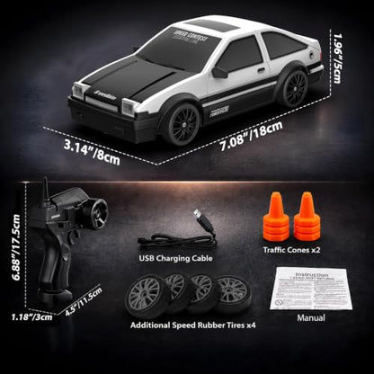 Remote Control Car RC Drift Car 2.4GHz 1:24 Scale 4WD 15KM/H High Speed Model Vehicle with LED Lights Drifting Tire Racing Sport Toy Car for Adults Boys Girls Kids Gift - color: B-white