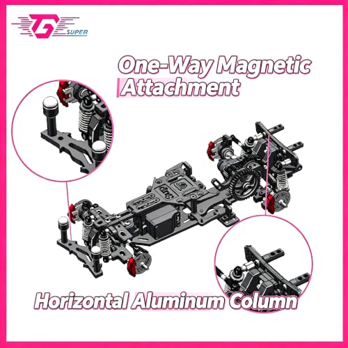 RC Stealth Magnetic Body Post for 1/24 1/28 RC Car, 2 Sets One/Two-Way Adjustable Magnetic Clamps, 2 Horizontal Aluminum Columns with 6 Chamfered Screws and 8 Magnets, TG Chassis Upgrade DIY Kit