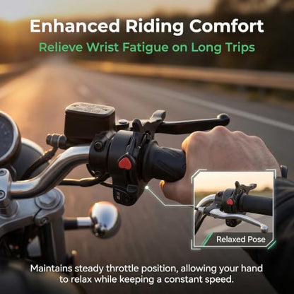 Motorcycle Cruise Control Assist, Handlebar Lock Clamp with Quick Release Button, Anti-Slip Adjustable Throttle Booster, Modification Accessory for Motorcycles E-Bikes Scooters (Black)