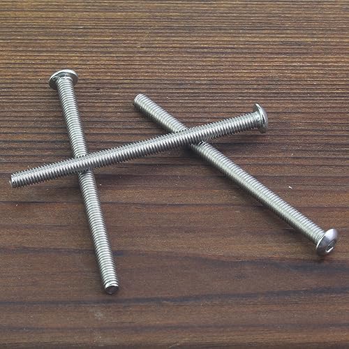 HELIFOUNER 50 Pieces M3 x 45mm, Thread Pitch 0.5mm, 304 Stainless Steel (18-8) Button Head Socket Cap Screws, Fully Threaded - size: M3 x 45mm