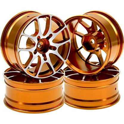 Aluminum Alloy 1/10 On-Road Racing Touring Drift Car Wheel Rims 12mm Hex Hub 26mm Width Compatible with Tamiya TT01 Kyosho RedCat Sakura D4 XIS HSP 1/10 RC Car (Glod) - color: Glod
