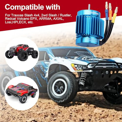 HobbyPark 540 Brushless Motor 3.175mm Shaft 3930KV w/Heatsink fit 2S 3S Lipo Battery for 1/10 Scale RC Cars Off Road Buggy On Road fit Traxxas Arrma Axial Redcat Losi ECX