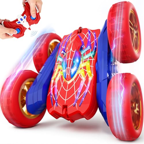 360°Flip Rc Cars Toys with Glowing Hero Eyes & Legs, 2.4GHz Drift Stunt Remote Control Car, 4WD & Double-Sided Race Car, Birthday Gifts Toys for 3 4 5 6 7 8 9 10 11+ Year Old Boys Age 3-4 4-6 6-8 8-12