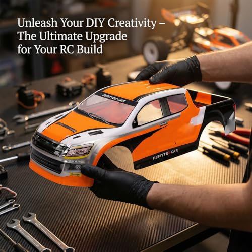RC Car Body Shell Universal 1/10 Scale Painted for Pickup Truck Mod (Orange) - color: Orange