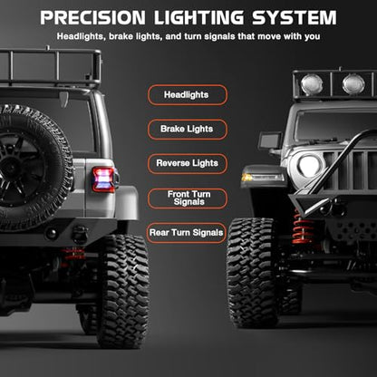 ARRIS MN128 1/12 RC Rock Crawler 4WD Off-Road Jeep RTR Truck | Wrangler Style Body, Full Proportional Control, LED Lights, Trail Ready - color: Orange