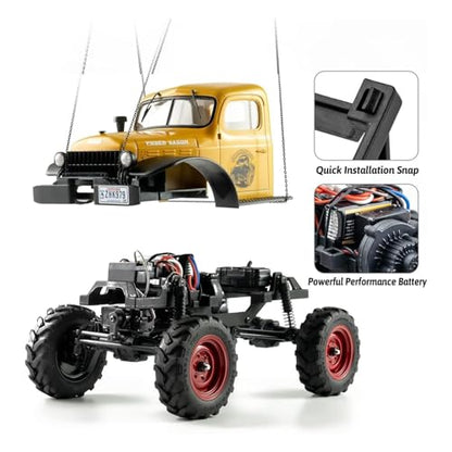 FMS FCX24S Power Wagon S 1/24 RC Crawler, Brushed 4x4 RTR Rock Crawler with Portal axle, 2-Speed Transmission, PC Hard Body – RC Car for Adults and Gift - color: Blue