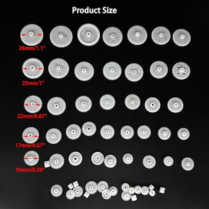 58PCS Small Gears Set Plastic Gears Module 0.5 for DC Motor DIY Model Toys RC Car Robot