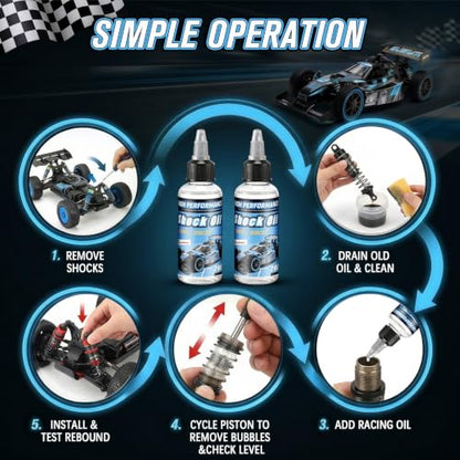 2 Bottles Racing Silicone Shock Oil 20WT 200CST | RC Car Shock Oil for Lubricating R/C Radio Controlled Cars and All Types of Vehicles, RC Shock Oil, Does Not Evaporate