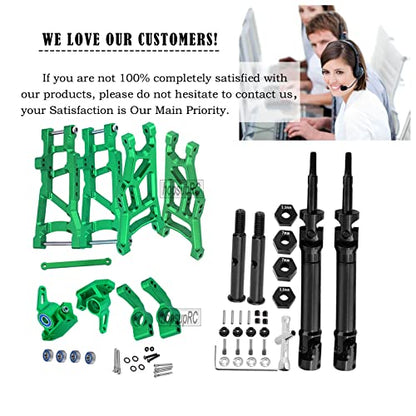 45# Stainless Steel Drive Shaft CVD Axles,Upgrades Part for 1/10 Stampede/Rustler VXL 2WD,Aluminum Suspension A Arm,Alloy Caster Block & Steering Blocks & Rear Stub Axle Carriers,Green - color: Green