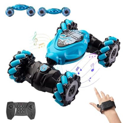 Dual Control RC Stunt Car, 4WD, Gesture Sensing, 360° Flips, LED Lights and Music, Multi-Terrain, Multicolor, 1:16 Scale