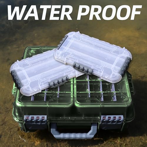 RUNCL Universal Fishing Tackle Box with Two Small Tackle Tray, Removal Inside Design Waterproof Trunk Storage Box, Thicker Floating Airtight Stowaway, Xmas Surprise Fishing Gifts for Men Women - color: Green