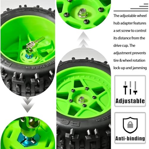 Aluminum 12mm Hex Wheel Hub 4Pcs w/Axle Pin M4 Flange Lock Nut Standard M3 M4 Nut 5mm Thickness Wheel Drive Adapter for 1/10 Traxxas HSP Redcat Rc4wd Tamiya Axial SCX10 WLtoy RC Car(25Pcs) - color: Sky Blue, size: 5.0 Sky Blue