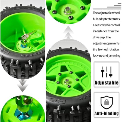 Aluminum 12mm Hex Wheel Hub 4Pcs w/Axle Pin M4 Flange Lock Nut Standard M3 M4 Nut 5mm Thickness Wheel Drive Adapter for 1/10 Traxxas HSP Redcat Rc4wd Tamiya Axial SCX10 WLtoy RC Car(25Pcs) - color: Sky Blue, size: 5.0 Sky Blue
