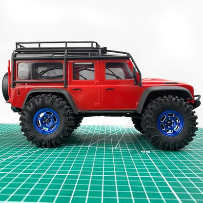 MOHERO 4Pcs 1.3 RC Beadlock Wheel Rims for 1/18 1/24 RC Crawler TRX4M Axial SCX24 Redcat Ascent-18 Upgrade Parts (Blue) - color: Blue