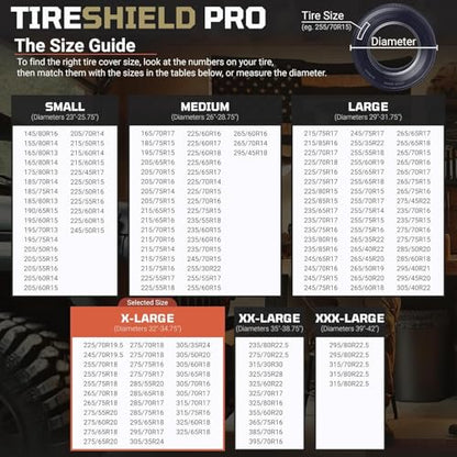 TIRESHIELD PRO Trailer Tire Covers (Set of 2) - Heavy Duty All-Weather UV-Resistant Protective Wheel Covers w/StormLock-System - Year-Round Protection for Your Trailer Tires w/ 32-34.75" Diameter - size: X-Large - Fits Tire Diameters 32-34.75", style: TIR
