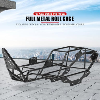 RC Car Roll Cage, Metal Roll Cage Full Tube Frame Body Chassis for Axial SCX10 1/10 RC Crawler Truck Parts