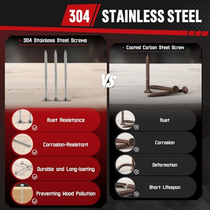 #10x3 Inch 304 Stainless Steel Deck Screws 150 PCS - Corrosion-Resistant Outdoor Wood Fasteners for Fences, Decks, Wood Project - T25 Star Drive Bit - size: #10 x 3" 150Pcs
