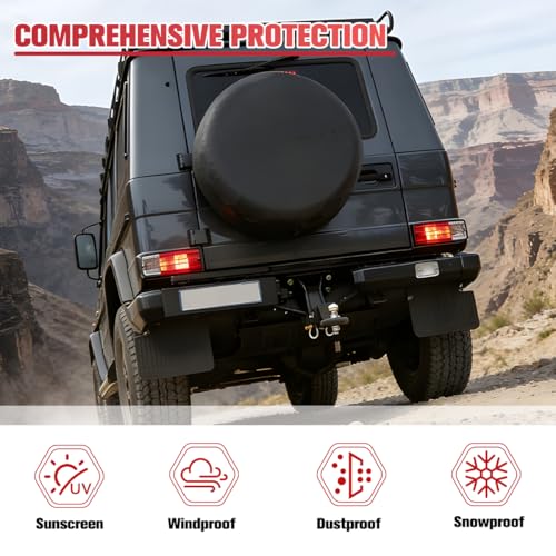 Car Spare Tire Cover, 16 Inch Leather Waterproof Dust-Proof Vehicle Spare Wheel Protector, Automotive Tough Tire Protection Cover, Universal for SUV Automobile Truck - size: 16"