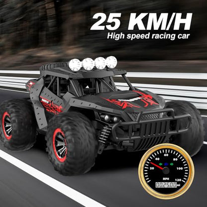 Remote Control Car 2.4GHz High Speed 25 km/h Off-Road RC Car 1:16 Two Rechargeable Batteries & 70+ Min Playtime Remote Control Monster Truck Gift for Kids and Adults | Off-Road RC Car 1:16 Two Rechargeable Batteries & 70+ Min Playtime RC Monster Truck Gif