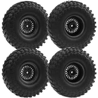 RC 1.9" RC Tires and Wheel Nylon Rims 12mm Hex Hub OD 116mm/4.56" Rubber Tyre Compatible with 1/10 Axial SCX10 RC4WD D90 Tamiya CC01 TF2 Traxxas TRX4 RC Rock Crawler (Black) - color: Black