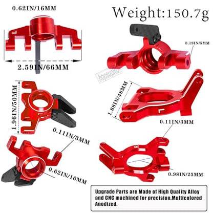 RC Aluminum Suspension Arms Set&Hubs Caster Blocks&Front Steering Block Knuckles&Rear Hubs Upgrades Parts for 1/10 Kraton/Outcast V2 4S BLX,Front Rear Suspension Arms Hops Up,Red - color: Red(for 1/10)