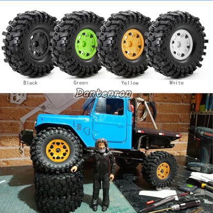 1.9 Rock Crawler Mud Tires and Plastic Wheels Rims OD 118mm 1/10 rc Rubber Grappler hubs Tyres with Foam for 1:10 Crawler Car Tamiya CC01 Traxxas TRX4 Axial SCX10 II RC4WD Gen8 4PCS (White) - color: White