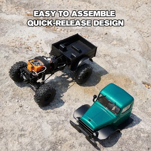 FMS FCX24S Power Wagon S 1/24 RC Crawler, Brushless 4x4 RTR Rock Crawler with Metal Suspension, 2-Speed Transmission, PC Hard Body – RC Car for Adults and Gift