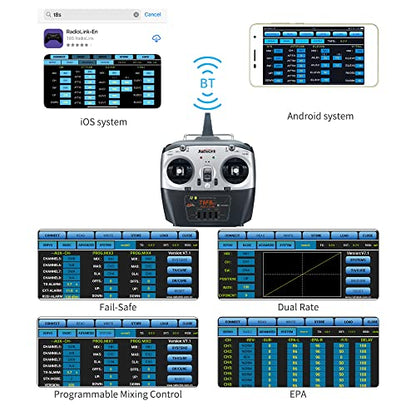 Radiolink T8FB 2.4GHz 8 Channels RC Remote Transmitter and Receiver R8EF Dual Stick Controller with Strap for RC Airplane Aircraft Boat Car and More(Mode 2)