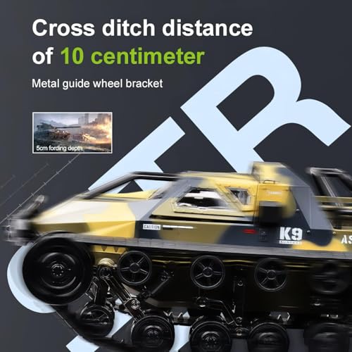 1:12 RC Tank Remote Control Tank Off-Road RC Truck 4WD RC Crawler 360°Rotating Drifting Car with 2 Batteries - color: Yellow, size: 1:12