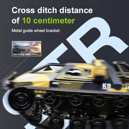 1:12 RC Tank Remote Control Tank Off-Road RC Truck 4WD RC Crawler 360°Rotating Drifting Car with 2 Batteries - color: Yellow, size: 1:12