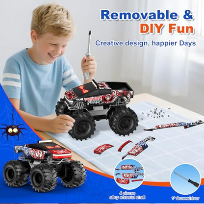 TOZDTO Remote Control Car, 1:18 Waterproof Monster Truck Toys RC Cars | 2.4GHz RC Trucks 4WD All Terrain Off-Road Pickup, Kids Christmas Birthday Presents for Boy Girl Toys Age 6 7 8 9 10 11 12 - color: Glossy Black