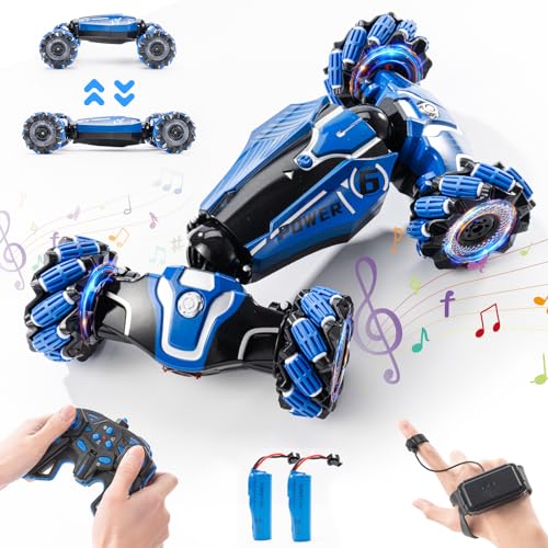 Gesture RC Car, 4WD Gesture Sensing RC Stunt Car Toys for 6-13 Ages Boys Girls, Drift Hand Controlled Remote Control Twist Cars 360° Rotation with Lights Music for Birthday Gifts