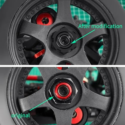 4 Pack MORFUM Aluminum RC Wheel Hex Hubs Adapter and Nuts (Splined) Extended Wheel Hub Drive Combiner Compatible with 1/7 Arrma Felony 6S RC Crawler Car Upgrades