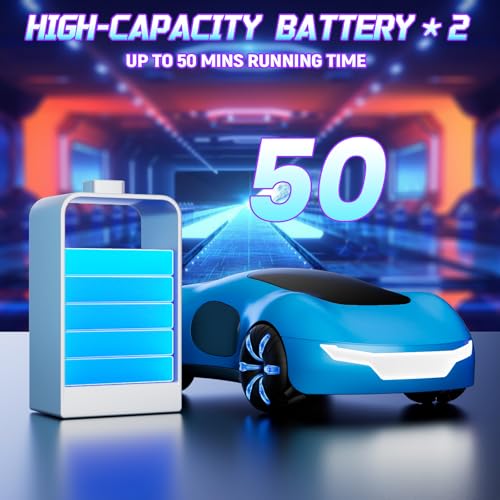 Remote Control Car, Gesture Sensing RC Sunt Car, 2.4GHz RC Drift Cars with Spray Light and Sound, 360° Rotating Side Drifting RC Cars with 2 Batteries, Birthday Gifts (Blue)