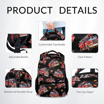 Toddler Boy Backpack - Fire Truck Backpacks for Kids - Cool Toddler Bookbag - Durable School Bag for Kindergarten/Preschool/Elementary(17 Inch) - color: Color-5