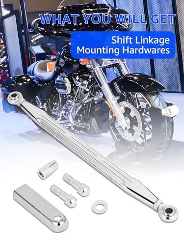 Shift Linkage Chrome, Motorcycle Gear Shifter Shift Rod Lever | Compatible for Harley Davidson 1986-2024 Street Glide, Electra Glide, Road Glide, Road King, Tri Glide, Softail, Dyna - color: Chrome