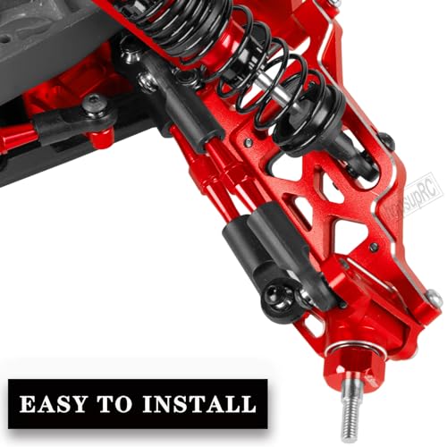 Upgrades Parts for 1/10 Slash VXL 2WD/Stampede VXL 2WD/Rustler VXL 2WD/Bandit VXL 2WD,Aluminum Front Steering Block Knuckles & C-Hubs Caster Blocks & Rear Hubs Hops Up,Red - color: Red(upgrades Parts)