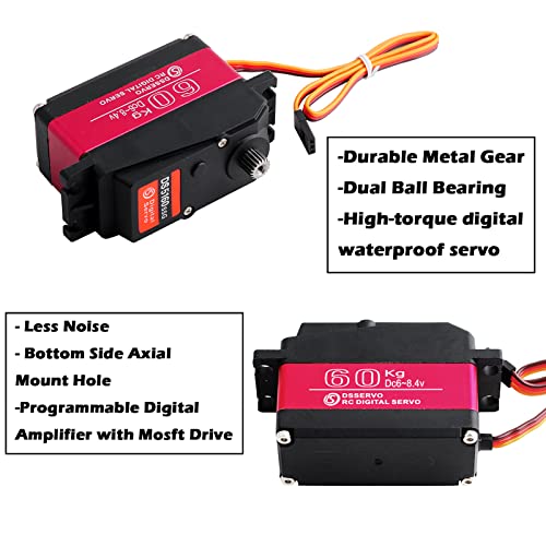 2pcs DS5160SSG 60kg Digital Servo Metal Gear Large Torque High Speed Robotics Waterproof RC Car Servo 270 Degree with 18T Aluminum Servo Arm