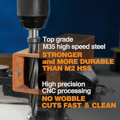 3/8", 1/2", 5/8", 3/4” M2 Chucking Reamer to Enlarge - size: M35 Set (4PCS)