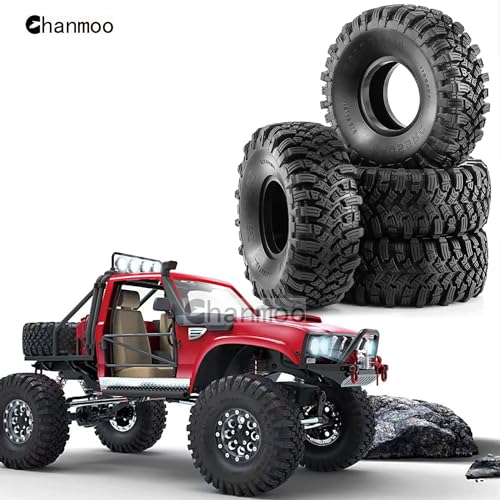 1.9 RC Rock Crawler Tires OD 115mm 1/10 Soft Rubber Mud Slingers Tyres With Foam Insert For 1:10 Crawler Car Traxxas TRX4 Axial SCX10 II RC4WD D90 TF2 Tamiya CC01 Gen8 Beadlock Wheels 4PCS