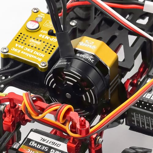 GOUPRC 2204 2400KV Brushless Outrunner Motor with Transmission & 30A Brushless Mini Esc for SCX24 Axial 1/24 Remote Control Car Truck Crawler Black & Gold - color: Black Gold