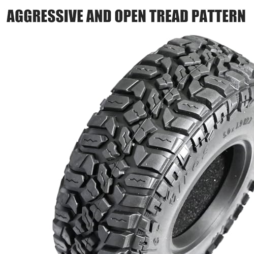 1.9 Rubber Rocks RC Tires with Foam Inserts - 120mmOD Tire Super Soft Rubber for 1:10 Scale Rock Crawlers, Trail Trucks - Compatible with Axial SCX10 90046 AXI03007 D90 Traxxas TRX-4, KM2 Wraith - size: 1.9in