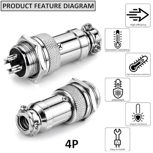 Clyxgs 4-Core Aviation Plug Connector Male Female 16mm Panel Mount Metal Wire Adapter 10PCS - style: GX16-4-10