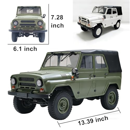 YUCT WPL C94 RC Crawler 1/12 Military RC Truck | 4WD 2.4Ghz Off-Road Vehicle with Two Batteries & Metal Drive Shaft (Green)
