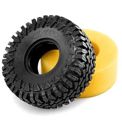 STMU 1.9'' RC Crawler Tires With Super Soft Foam Iiner （4PCS） For 1/10 Scale RC Car Traxxas TRX4 RC4WD D90 Axial SCX10 II TF2 Gen8 Tamiya CC01 1.9 Inch Beadlock Rims (Tires)