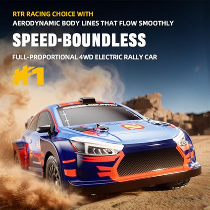 GoolRC RC Rally Car, 1:14 Scale Remote Control Car, 4WD 30KM/H High Speed RC Drift Car, 2.4GHz Full Proportional Racing Vehicle with Drifting Tires and 2 Batteries for Adults